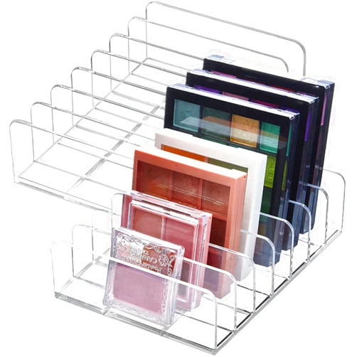 TUZAZO 2 Pack Acrylic Eyeshadow Palette Makeup Organizer - 7-Section Makeup Palette Organizer - Cosmetics Display Storage Holder for Eyeshadow Palettes Blush Contour Kits Sunglasses