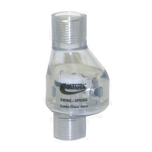 Valterra 200-C05F PVC Swing/Spring Combination Check Valve, Clear, 1/2