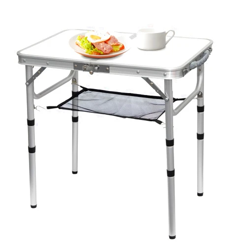 Pollilar Small Camping Table 2Ft Folding Table 3 Adjustable Height Portable Lightweight Table Aluminum Fold Up Dining Table for Picnic,Beach BBQ,Cooking, Bed Working Outdoor & Indoor