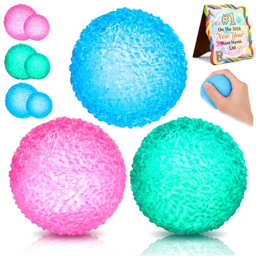 Zelinw Squishy Stress Balls Textured Sensory Moldable Crunchy Squeeze Jelly Mochi Crystal Gel Squish Fidget Toy Anxiety Relief Desk Focus Calming Hand Therapy Soft Elastic for Adults Kids
