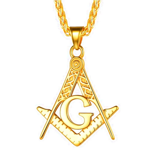 FaithHeart Masonic Necklace for Men, Freemason Compass Symbol 18K Gold Plated/Stainless Steel Free and Accepted Masons Pendant Jewelry with Gift Box