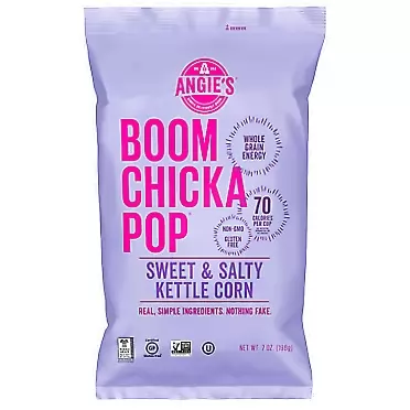 Angie’s BOOMCHICKAPOP Sweet & Salty Kettle Corn Popcorn, 7 Ounce Bag (Pack of 4 Bags)