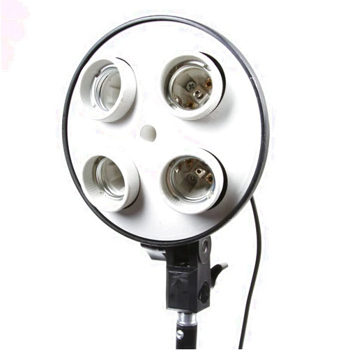 Foto4easy E27 Four Socket Multi-Holder Studio Tricolor Light Bulb Lamp Head 4-in-1