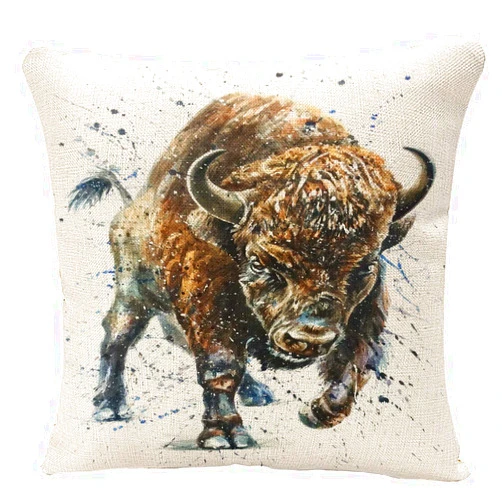 YGGQF Buffalo Throw Pillow Case Bison Animal Bull American Nature West Decorative Cushion Cover Double-Sided Decorative Home Decor Indoor/Outdoor Garden Sofa Bedroom Car Pillow Cover 18 x 18 Inch