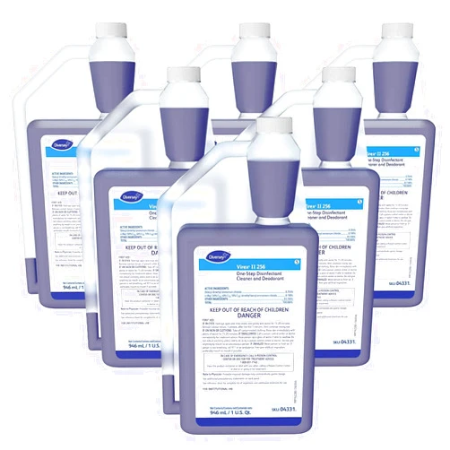VIREX Diversey II 256 04331. Disinfectant Cleaner and Deodorant, Hospital Grade Floor Cleaner with Mint Scent, AccuMix Concentrate, 32-Ounce (Pack of 6)