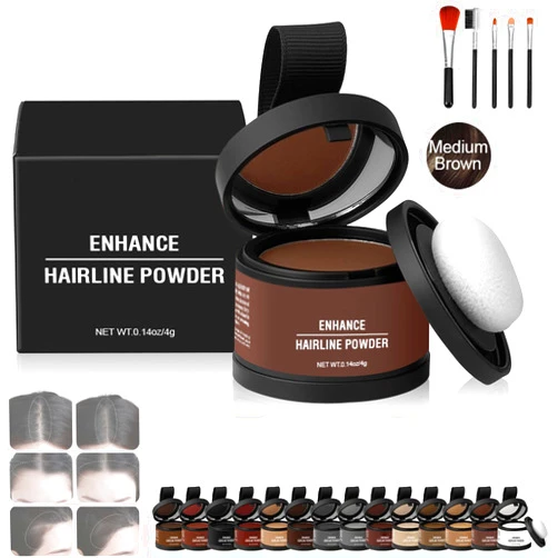 Generic Veinsgrain Hair Color,Veins Grain Root Cover Up,Enhanced Hairline Shadow Powder,Instantly Conceals Hair Loss,14 Colors Root Touch Up Powder with Mirror (13 Medium Brown, One Size)