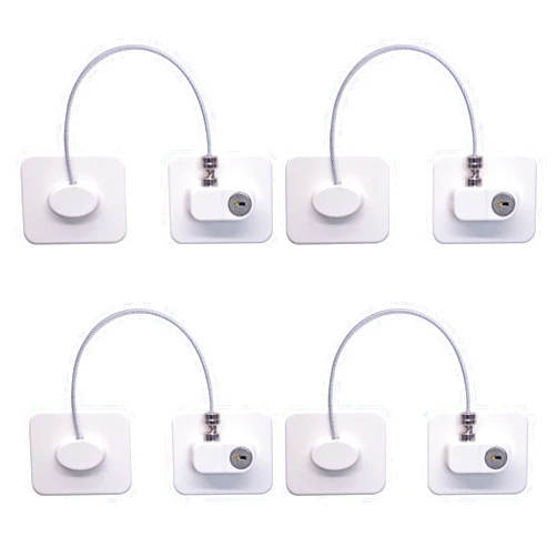 KIZZHISI Fridge Lock (4 Pack),Refrigerator Lock with Keys,for Fridge, Cabinet Locks, Drawers, Dishwasher, Toilet and Child Safety Cabinet Locks, 3M Adhesive No Drilling (White 4pcs)