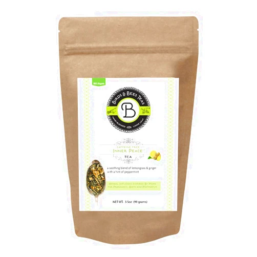 Birds & Bees Teas - Inner Peace is Organic Pregnancy Tea - Loose Leaf Blend with Lemongrass, Skullcap, Ginger, Spearmint, Orange Peel, and Peppermint, 40 Servings, 3.2 oz