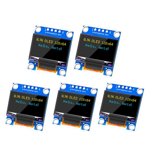 MakerFocus 5pcs 0.96 Inch OLED Display Module I2C IIC Communication SSD1315 Driver 128 x 64 Pixel Yellow Blue Two Color Display for RAK WisBlock Meshtastic, Arduino, ESP32, Raspberry Pi Pico