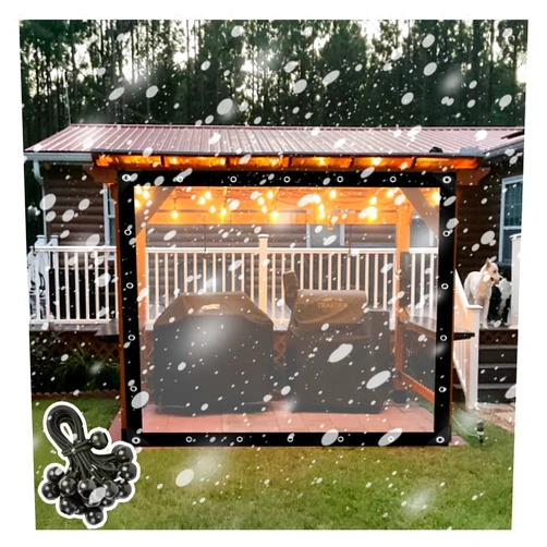 HSYFdy Waterproof Pergola Side Panels, Rainproof Windproof Waterproof Pergola Side Panels, Clear Outdoor Panels for Pergola, Porch, Gazebos, with Rustproof Grommets Color : Clear, Size : 8x10ft/2.5
