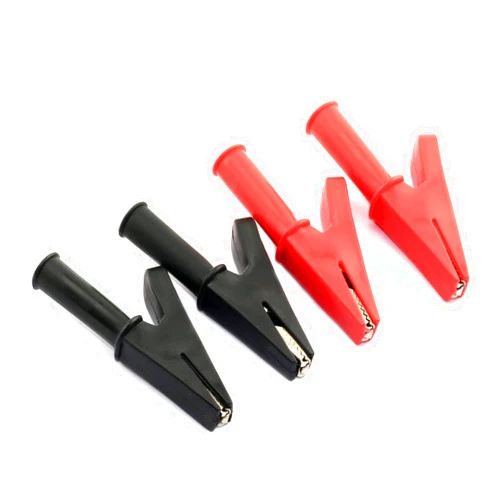 RuiLing 2Pairs Full Insulation Car Battery Test Lead, 30A Protecting Alligator Clips Crocodile Clamps (Black+Red)