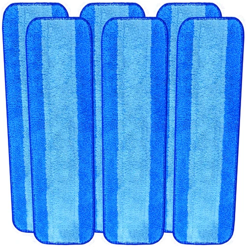 HINSOCHA 6-Pack Microfiber Cleaning Pads Compatible with Bona Mop, 18-Inch Reusable Replacement Pads for Hardwood Floors