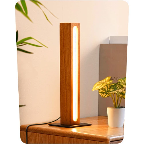 EDISHINE LED Table Lamp, Small Wood Bedside Lamp with 3 Color Temperature, Stepless Dimmable & Memory Function, Touch Control Square Nightstand Lamp for Bedroom, Living Room, One-Step Installation