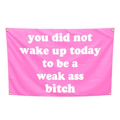 HGCO You Did Not Wake Up Today To Be A Weak Ass B-itch Flag 3x5 Feet Funny Motivational Quotes Flags with 4 Brass Grommets Suitable for Bedroom Man Cave Party College Dormitory Decorations