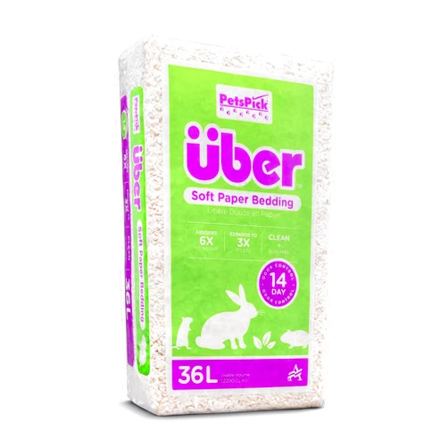 PETSPICK Uber Soft Paper Pet Bedding for Small Animals, White, 36L