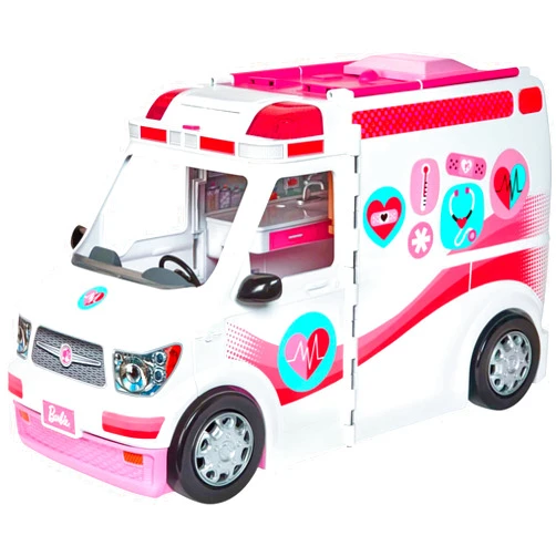 Barbie ​​​Barbie Playset with 20+ Accessories, Emergency Vehi​​cle Transforms into 2+ Foot Hospital with Lights and Sounds, Care Clinic​​​​​​​​