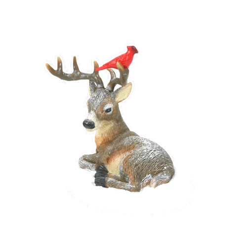 Department 56 Accessories for Village Collections Cardinal and Christmas Deer Figurine, 2.375 Inch, Multicolor