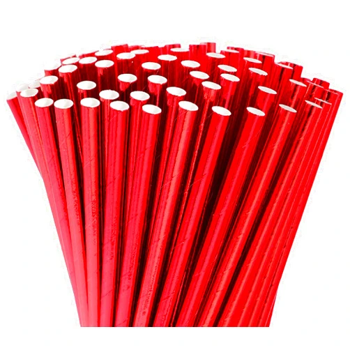 Visen 100 Pack Red Paper Straws,Biodegradable Red Straws,Disposable Paper Drinking Straws,Cake Pop Sticks,Foil Paper Straws for Birthday Bridal/Baby Shower Wedding Party Supplies Decorations
