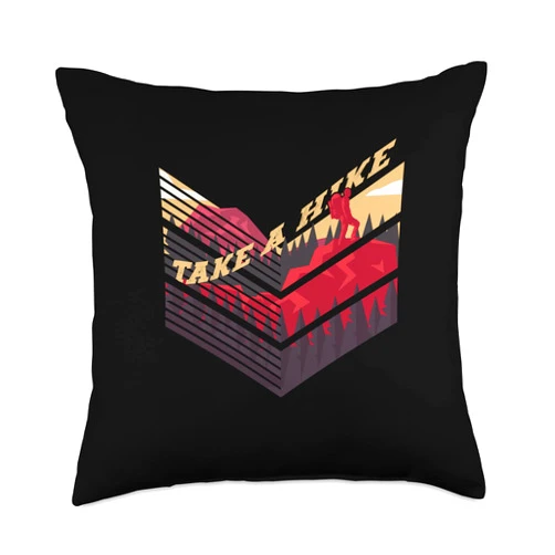 Take A Hike Retro Vintage Outdoors Apparel Take Shirt Retro Hiker Outdoors Camping Nature Hiking Throw Pillow, 18x18, Multicolor