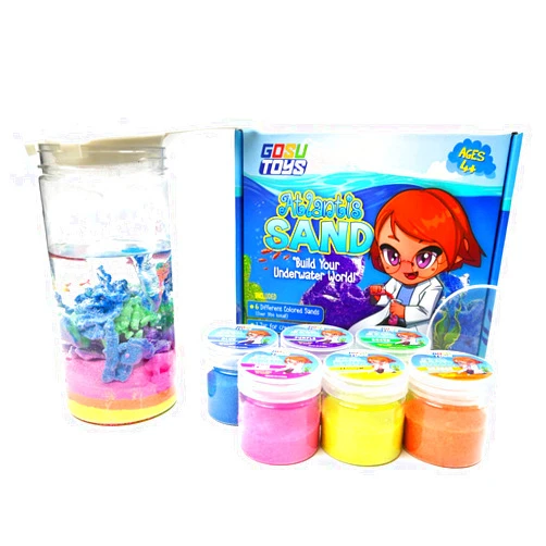 Gosu Toys Atlantis Sand Hydrophobic Magic Sand Box Set Over 2lbs of Sand 6 Colors (Green, Yellow, Pink, Blue, Orange, Purple)