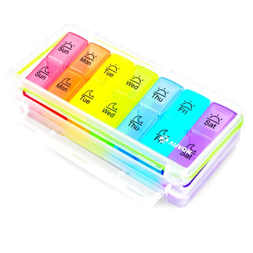 AUVON Weekly Pill Organizer 2 Times a Day, Large 7 Day AM PM Pill Box Organizer, Daily Pill Case with Moisture-Proof & Design Removable Compartments to Hold Vitamins, Fish Oil, Supplements, Medication
