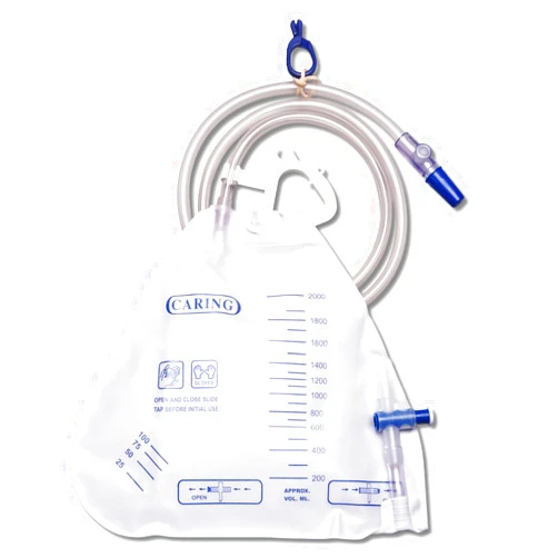 Medline Urinary Drain Bags, 2000 mL Capacity, Anti-Reflux Valve, Slide-Tap Closure, Reinforced Hanger, Case of 20 Each