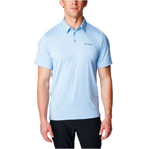 Columbia Mens Tech Trail Polo Hiking Shirt, Jet Stream Heather, Large US