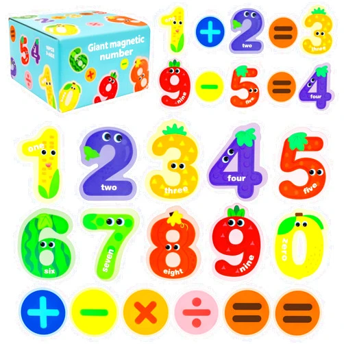 JCREN Jumbo Magnetic Numbers Fridge Magnets Colorful Fruit Shape Number Math Learning Toy Set Preschool Math Counting Refrigerator Magnet Toys for 3 4 5 Year Old Toddler Kids Boy Girl Gift