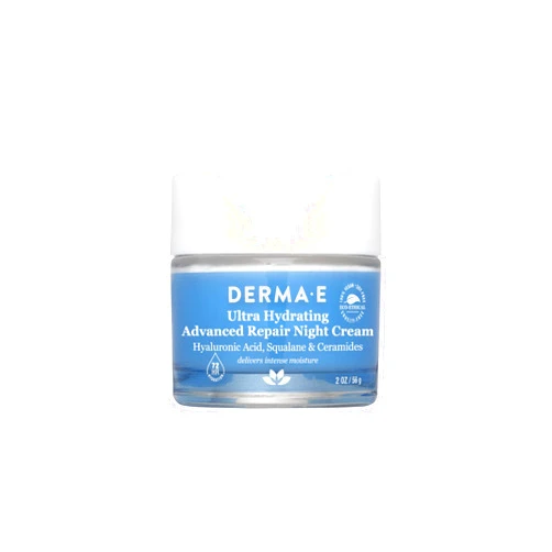 Derma E Ultra Hydrating Night Cream, Advanced Repair Overnight Face Moisturizer with Hyaluronic Acid to Replenish, Smooth and Nourish Skin, 2 oz