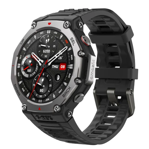 Amazfit T-Rex 3 Rugged/Military Smart Watch 48mm, 27 Day Battery, GPS (with Privacy), Offline Maps, 328 Feet Water-Resistant, 170 Fitness/Sport Modes, AI, Voice Control, for Android or iPhone, Black