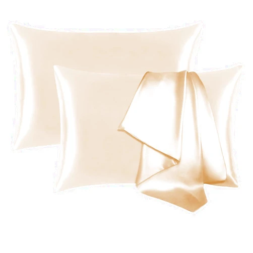 Jogcaw 2 Pack 100％ Silk Pillowcase for Hair and Skin, Soft Breathable Smooth Cooling Mulberry Silk Pillow Case Set of 2, Both Sides Grade 6A Silk Pillow Covers with Hidden Zipper (Beige, Standard)