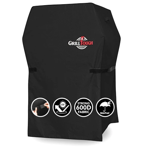 GrillTough Heavy Duty BBQ Grill Cover for Outdoor Grill, 30 Inch – Waterproof, Weather Resistant, UV & Fade Resistant with Adjustable Straps – Gas Grill Cover for Weber, Genesis, Charbroil, etc. Black