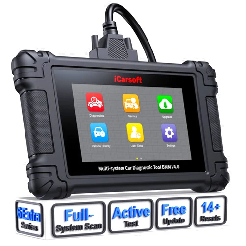 iCarsoft BMM V4.0 Bidirectional Scan Tool for BMW, Diagnostic Tool with ECU Coding 14 Resets, OBD2 Scanner Full System Code Reader, 4-in-1 Live Data, Battery Registration for BMW/Rolls-Royce/Mini