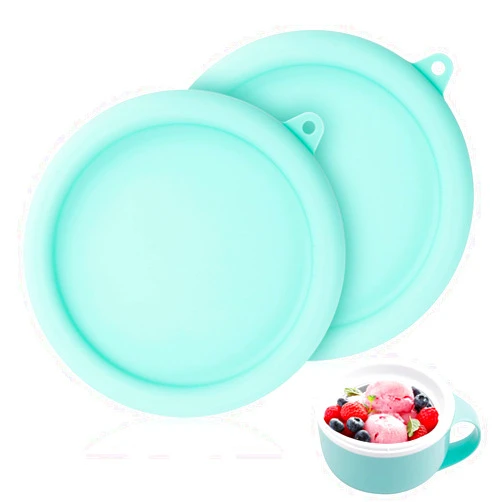 Gosknor 2pcs Silicone Lid for Dash My Mug Ice Cream Maker, 5.9in BPA-Free Silicone Bowl Covers Storage Lid Ice Cream Maker Lid Replacement Ice Cream Maker Accessories for Dash Ice Cream Maker Mug(Light Green)
