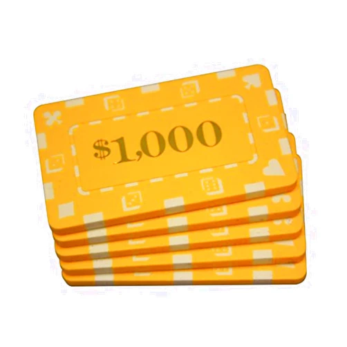 MRC POKER MRC 5 Pcs Denominated Rectangular Poker Chips Plaques $1000 Yellow