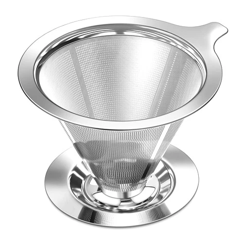 Hautllaif Pour Over Coffee Dripper, Slow Drip Paperless Coffee Filter, Pour Over Coffee Maker for 1-2Cups Brew, Double Mesh Design of Manual Reusable Cone Filter