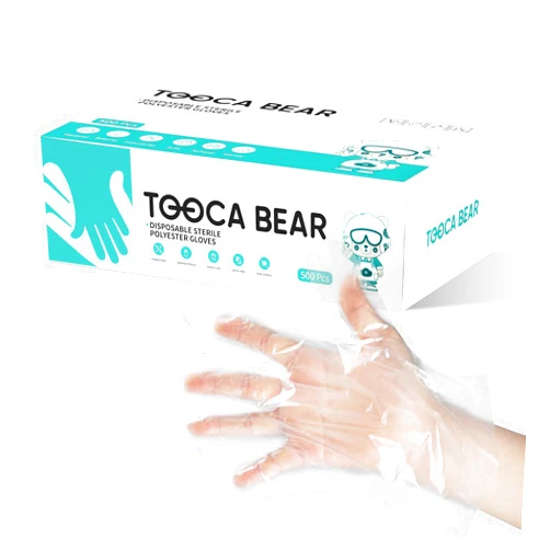 TOOCA BEAR 500 Pcs Latex-Free Disposable Food Prep Gloves, Food Grade, Non-Sterile and All-Purpose Plastic Disposable Gloves, Cooking, Cleaning, Food Service