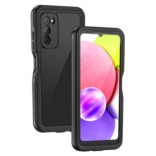 Lanhiem for Samsung Galaxy A03s Phone Case, IP68 Waterproof Dustproof with Built-in Screen Protector, Heavy Duty Full Body Protective Case for Galaxy A03s, Black/Clear