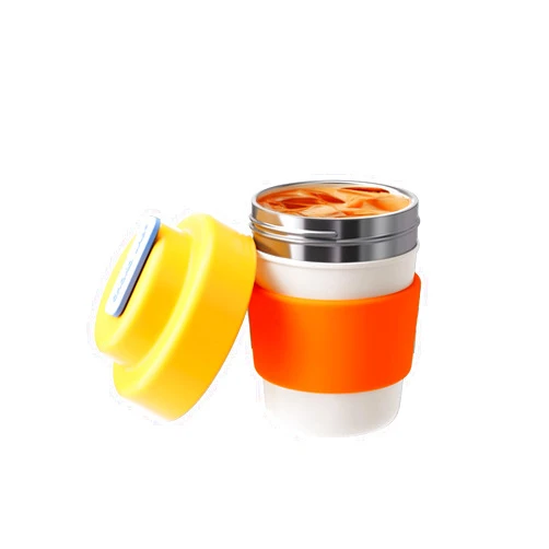 CHAKO LAB Insulated Travel Coffee Mug, Double vacuum wall,Easy to Grip,BPA free,Yellow lid,14 OZ