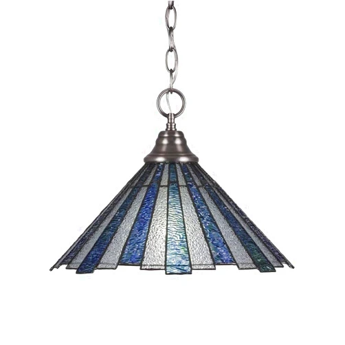 Toltec Lighting 10-BN-932 Chain Hung Pendant with Sea Ice Glass, 16