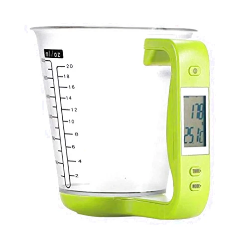 Kucoolou 1Pcs Digital kitchen Electronic Measuring Cup Scale Household Jug Scales with LCD Display Temp Measurement 16x12.5x13.5cm (green)
