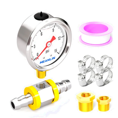 MEANLIN MEASURE 0-15Psi Stainless Steel Glycerin Filled Pressure Gauge 1/8