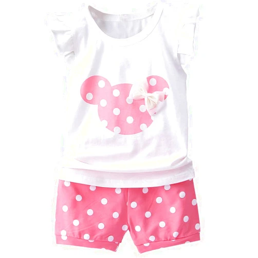MH-Lucky Baby Girl Clothes Outfits Short Sets 2 Pieces with T-Shirt + Short Pants
