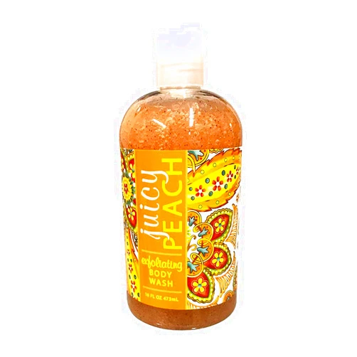Greenwich Bay Exfoliating Body Wash, Enriched with Shea Butter, Blended with Loofah and Apricot Seed 16 oz (Juicy Peach)