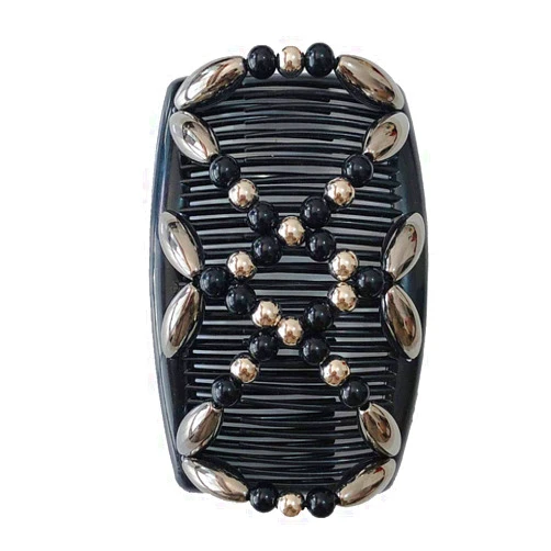 Lovef Jewelry Comb Hair Clips for Women and Girls Stylish and Fashionable Accessories for Easy Hair Dos Tribal (White Black and Gold) (Black)