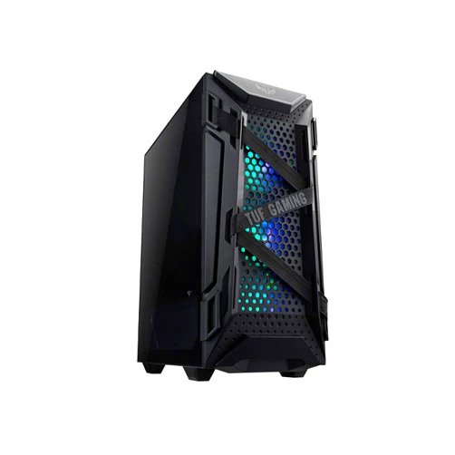 ASUS TUF Gaming GT301 Mid-Tower Compact Case for ATX Motherboards with honeycomb Front Panel, 120mm AURA Addressable RBG fans, headphone hanger, and 360mm radiator support, 2 x USB 3.2