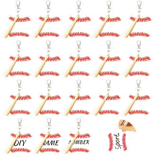 AUHOKY 18Sets 56Pcs Baseball Softball Acrylic Keychain Blanks Kit for DIY Sports Party Favor with 2 Pen