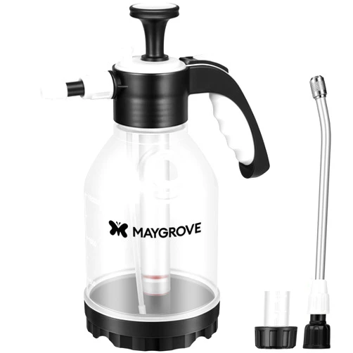 MAYGROVE 0.4 Gal Pump Sprayer, Hand Water Spray Bottle for Indoor Plant, Clear Plant Sprayer with Side Filling Port, Measuring Cup, Adjustable Nozzles, Safe Pressure Relief Valve