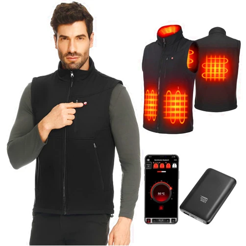 KEMIMOTO Windproof Heated Vest for Men with Battery, Soft Shell Electric Vest, Lightweight Hunting Vest with APP Control