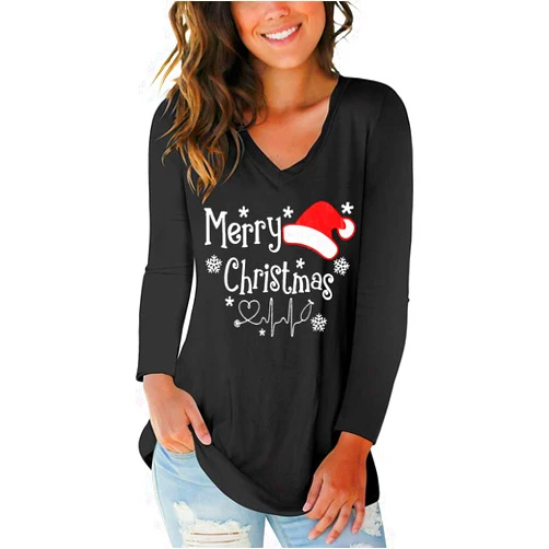 Tobrief Women's Long Sleeve V-Neck Shirts Loose Casual Tee T-Shirt with Pocket